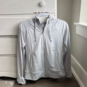 Yogalicious Grey Fitted and Hooded Athletic Jacket